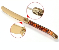 Ensemble de 6 couteaux à beurre Laguiole exclusifs en acier inoxydable, manche en PP écaille de tortue doré, outils essentiels pour le fromage