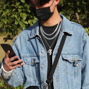 VOAINO européen et américain Hip Hop 9mm diamant Cuba collier Couple blanc et bleu Simple chaîne cubaine <span class=keywords><strong>Rap</strong></span> collier - Product Image 3