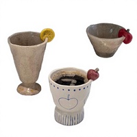 Tasse à main Lelyi créative en céramique brute peinte à la main, motif pomme et banane 3D, design rétro, cadeau d'affaires, compatible micro-ondes et lave-vaisselle