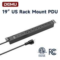 Barre d'alimentation pour rack, 8 prises US, interrupteur de surcharge, 20A, 2500W, cordon 12 AWG 2m, barre d'alimentation pour serveur, FCC ETL