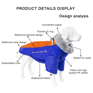 Customizable Pet <b>Clothes</b> With Wool Thickened Windproof Waterproof <b>Dog</b> Clothing Reflective Medium and Large <b>Dog</b> Pet Quilted Coat - Product Image 4
