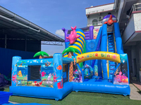 Grande structure gonflable pour enfants, château gonflable arc-en-ciel avec toit pour location
