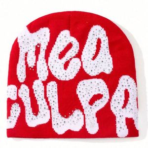 Bonnet d'hiver unisexe en acrylique tricoté jacquard avec strass Mea Culpa, en gros et en stock - Product Image 5