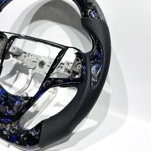 Volant de direction LUCHENQI 40 mm en cuir <span class=keywords><strong>bleu</strong></span> et fibre de carbone forgée de luxe, personnalisable, pour Cadillac ATS L CTS V 2013-2019, directement de l'usine - Product Image 2
