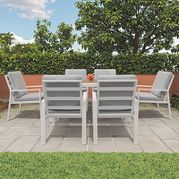 Ensemble de table à manger en aluminium BHR pour l'extérieur, design scandinave, mobilier moderne pour 6 chaises, métal blanc