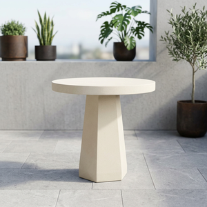 <b>Round</b> Concrete Coffee <b>Table</b> Sculpted Geometric Pedestal <b>Modern</b> Design for Living Room Furniture Patio Spaces - Product Image 1