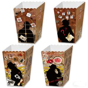 Cajas de Palomitas de Maíz con Temática de Detective, Paquete de 12 Unidades, para Fiestas Infantiles, Cumpleaños, Baby Shower, Decoración de Fiestas - Product Image 1