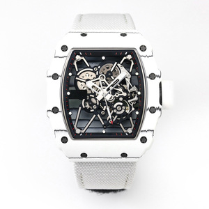 <span class=keywords><strong>Montre</strong></span>-bracelet de sport pour homme 35-01, boîtier blanc squelette automatique en carbone NTPT de qualité supérieure - Product Image 1