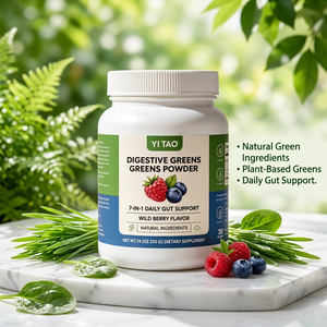 OEM Digestive Greens Powder 7 en 1, Suplemento Diario para el Apoyo Intestinal, Sabor a Bayas Silvestres, Favorece la Digestión, Alivia la Hinchazón, Verde Natural - Product Image 6