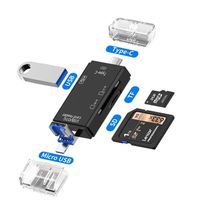 Lector de Tarjetas OTG 6 en 1 Tipo-C Micro USB Portátil para Memoria SD para Teléfono Tipo-C/Android o PC Lector de Tarjetas Multifuncional ATUD-05