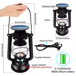 Luminária Pendente Industrial de Metal Preto com Lâmpada Edison Vintage e Sensor de Luz para Uso em Acampamentos - Product Image 2
