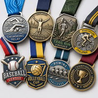 Op maat gemaakte honkbal volleybal zwemmen zinklegering medailles antiek zilveren awardmedailles voor competitie-evenementen prijs fabriek fabrikant
