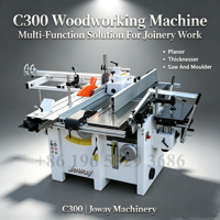 Machine à bois multifonction combinée Joway C300 : dégauchisseuse, raboteuse, toupie, scie à table coulissante pour la fabrication de meubles