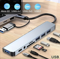 Hub USB C 8 en 2 pour MacBook Pro/iPad Pro/ Aluminium 4 ports (USB 3.0) Lecteur de carte SD/TF Audio 3,5 mm pour 2.0 en stock