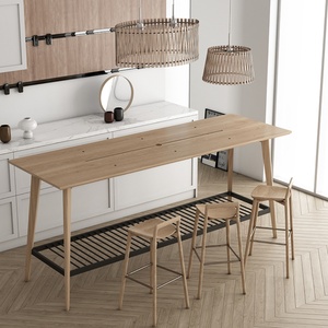 Simple Design Modern Restaurant Kitchen <b>Outdoor</b> Metal Long Bar <b>Table</b> Wood Coffee Bar Chairs and <b>Table</b> Storage of Steel - Product Image 3