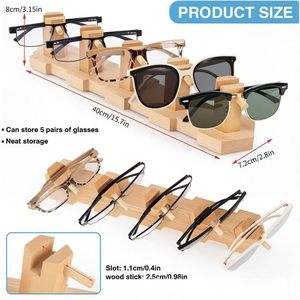 <b>Solid</b> <b>Wood</b> Eyeglasses Display Rack 5 Slots <b>Desk</b> Storage Sunglasses Organizer Eco-Friendly Design - Product Image 3