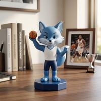 Figurine de mascotte de basket-ball personnalisée Blue Fox Bobblehead, statue en résine personnalisée, cadeau OEM ODM pour l'affichage