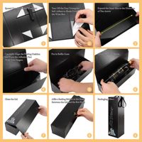 Boîte cadeau de présentation de vin portable de luxe en noir mat, conçue sur mesure, avec rabat magnétique et poignée