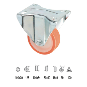 Roue industrielle fixe en polyuréthane 100 mm. - Product Image 1