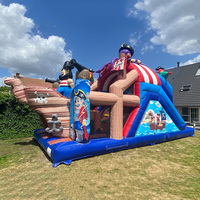 Château gonflable commercial en forme de navire pirate, toboggan gonflable extérieur en forme de galion, aire de jeux gonflable pour la location événementielle