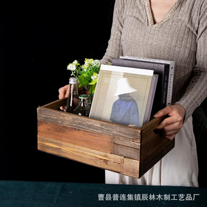 Caja de Madera Rectangular Estilo Rústico, Hecha a Mano, Apilable, Capacidad de 1-3L para Almacenamiento y Exhibición, Asas Resistentes, Uso Versátil - Product Image 5