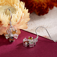 YBO Custom Großhandel 925 Sterling Silber Blumen ohrringe Naturstein Turmalin Boho Style Hoop für Frauen für Party Geschenk