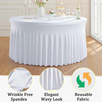 Nappe Ronde Extensible en Spandex pour Mariage, Banquet, Fête, Baby Shower, Événement, avec Jupe, Sans Plis, Ajustée, Housse de Table Extensible