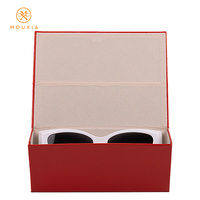 Coffret d'emballage de lunettes de soleil de luxe avec logo personnalisé, doublure en satin rouge, boîte cadeau haut de gamme en papier pour lunettes optiques