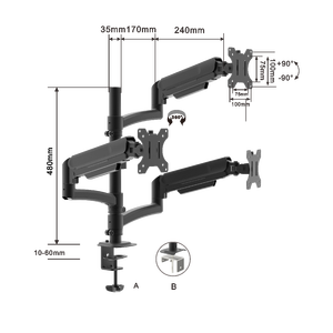 Triple <strong>Monitor</strong> Mount For 17 To 32 Inch Screens Gas Springs Adjustment Triple <strong>Monitor</strong> <strong>Stand</strong> - Product Image 3