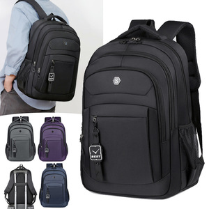 Student <b>Backpack</b> 18 In Oxford Cloth Unisex <b>Large</b> Capacity Computer Interlayer Business Travel Solid Color Gray Black Blue Purple - Product Image 1