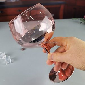 แก้วไวน์คริสตัลสีแดงขนาดใหญ่28ออนซ์ผลิตตามสั่งลูกโป่งจินและโทนิคแก้วไวน์ก้านยาวสีโรสโกลด์หรูหราทันสมัย - Product Image 5