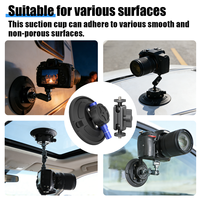 Support à ventouse de 6 pouces avec bras articulé, pompe manuelle en métal, capacité de charge verticale de 70 kg, base en silicone, filetage 1/4 pouces pour