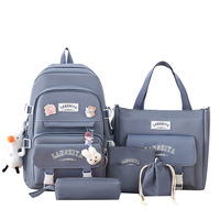 Ensemble de 5 sacs à dos imperméables en nylon durable, à fermeture éclair, motif géométrique, pour étudiants