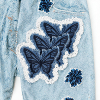 Patchs en jean papillon en gros, bords effilochés, appliques en jean vieilli pour vêtements, sacs, DIY, prêts à expédier