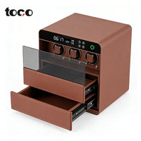 Coffre-fort à remontoir de montres avec serrure biométrique à empreinte digitale, vitrine rotative à 2 niveaux en verre, coffre de sécurité pour bijoux et présentoir de stockage