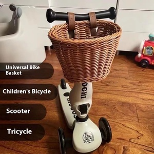 Cesta frontal Retro Universal para niños, <span class=keywords><strong>bicicleta</strong></span> Scooter, cesta de almacenamiento de gran capacidad, bolsa colgante de ratán para <span class=keywords><strong>bicicleta</strong></span> eléctrica - Product Image 4