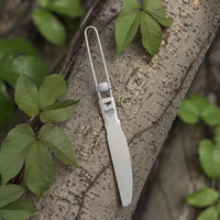 Couteau pliant utilitaire de camping en titane gris argenté, léger, durable, moderne, pour la vaisselle de plein air, logo personnalisable, sablé