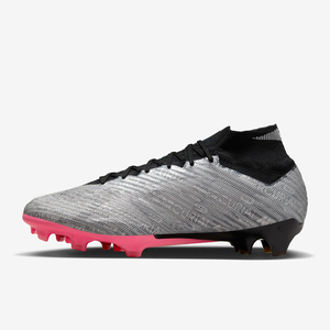 Men <b>High</b> <b>Top</b> Knit Soccer Cleats Silver Pink Studs Professional Football Match <b>Boots</b> - Product Image 2
