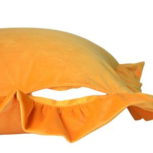 Ruffled Plush <b>Throw</b> Pillow Case 18x18 Inches Soft Velvet Decorative Cushion Cover <b>For</b> <b>Sofa</b> Bed Home Decor Orange - Product Image 1