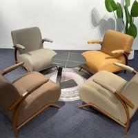 Fauteuil individuel moderne en similicuir PU avec pieds en bois – Confortable pour salon et détente