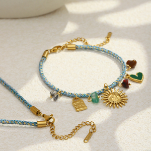 Set di Gioielli Dreamshow con Ciondolo Sole, Collana e Bracciale Fatti a Mano con Catena in Corda per Donna - Product Image 2