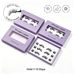 3-10 Day Long Lasting Pre-glued Half Lashes 100% Handmade Wispy Manga Press on Lash Custom Size Curl <strong>Magnetic</strong> Box <strong>UK</strong> Europe OEM - Product Image 1