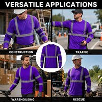 T-shirt de sécurité à manches longues ZUJA 4 couleurs haute visibilité, conforme à la norme ANSI/ISEA 107, chemise de travail réfléchissante avec bande en forme d'arête de poisson, vêtements de travail pour hommes