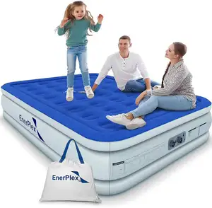 Matelas gonflable à double hauteur avec logo personnalisé/couleur pour camping, maison et voyage portable-Lit gonflable durable avec double pompe