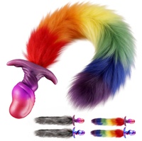 Plug anal en acier inoxydable avec queue de renard en verre et gode réaliste détachable, étanche IPX6, sensation de toucher réel pour le sexe anal