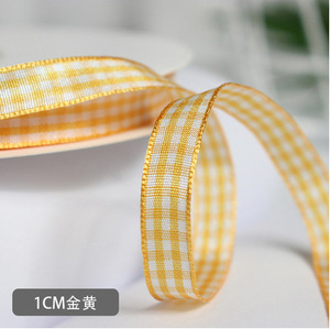 한판 재활용 체크 무늬 리본 엠보싱 디자인 DIY 리본 케이크 꽃 장식 블랙 화이트 컬러풀 - Product Image 3