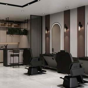 Estación de Espejo de Barbería Comercial de Lujo, Moderna, de Madera Real, Ajustable, Elegante y Duradera para Salón de Belleza, Barbería y Taller - Product Image 3