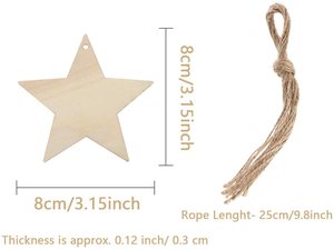 Stelle in Legno Grezzo Non Finite, Decorazioni Natalizie Intagliate da Appendere all'<span class=keywords><strong>Albero</strong></span> - Product Image 2