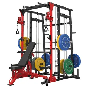 Hete Verkoop Home Gym Halter Wegits Squat Racket Multifunctionele Power Cage Dual Pully Crossover Smith Machine