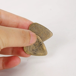 Vintage Gold Copper Silver <b>Guitar</b> Pick Pendants Embossed Metal Plectrum Jewelry Charms For Music Lover - Product Image 3